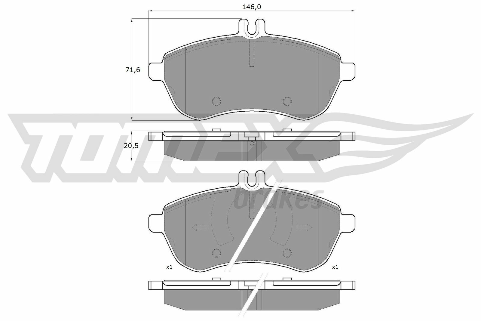 Sada brzdových destiček, kotoučová brzda TOMEX Brakes